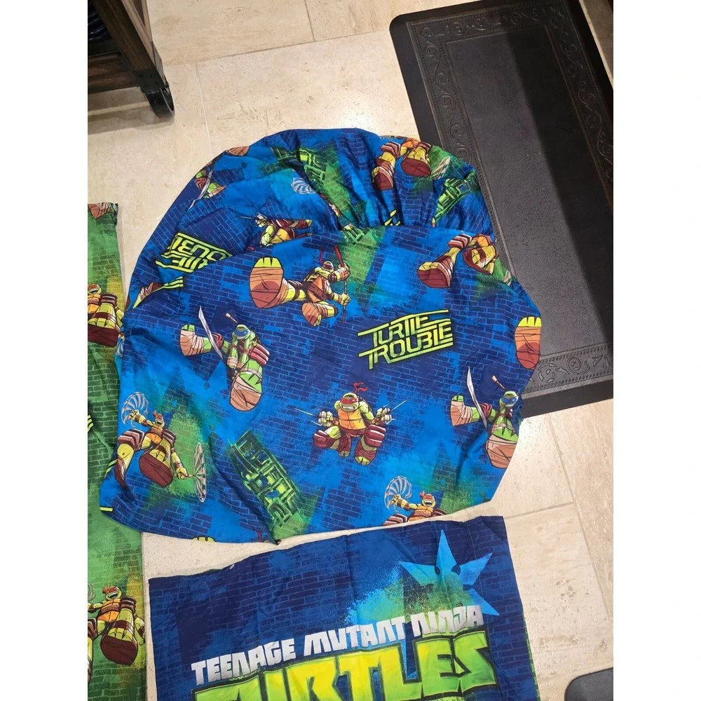 TMNT 3pc‎ Bedding Turtle Power Twin Flat Fitted 1 Pillowcase Polyester Kids Room